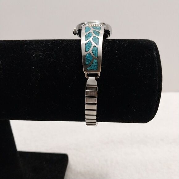 Vintage Timex Ladies Watch Electric Silver And Turquoise Dead Battery #J323 - Picture 3 of 7